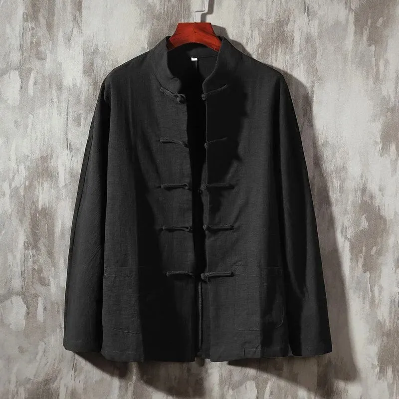 Kaizen Linen Shirt Men Kung Fu