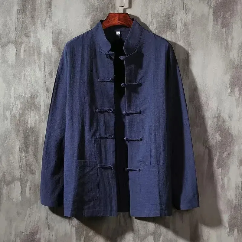 Kaizen Linen Shirt Men Kung Fu