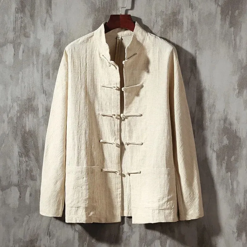 Kaizen Linen Shirt Men Kung Fu