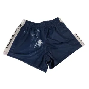 Kids Footy Shorts- NAVY & WHITE STAG