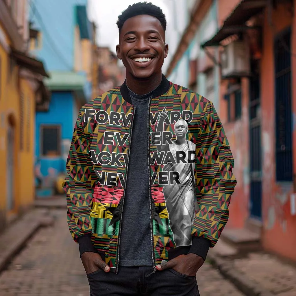 Kwame Nkrumah Ghana Bomber Jacket Kente Pattern African TS04