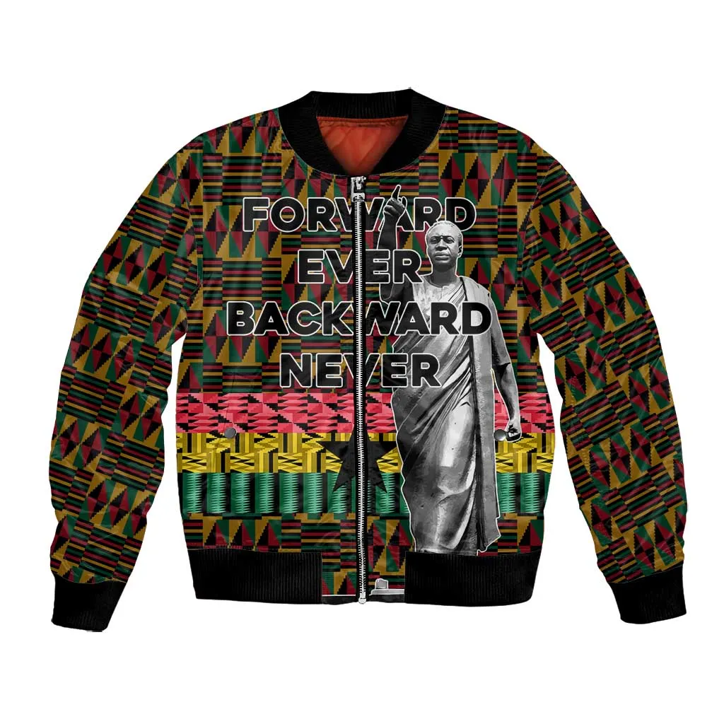 Kwame Nkrumah Ghana Bomber Jacket Kente Pattern African TS04