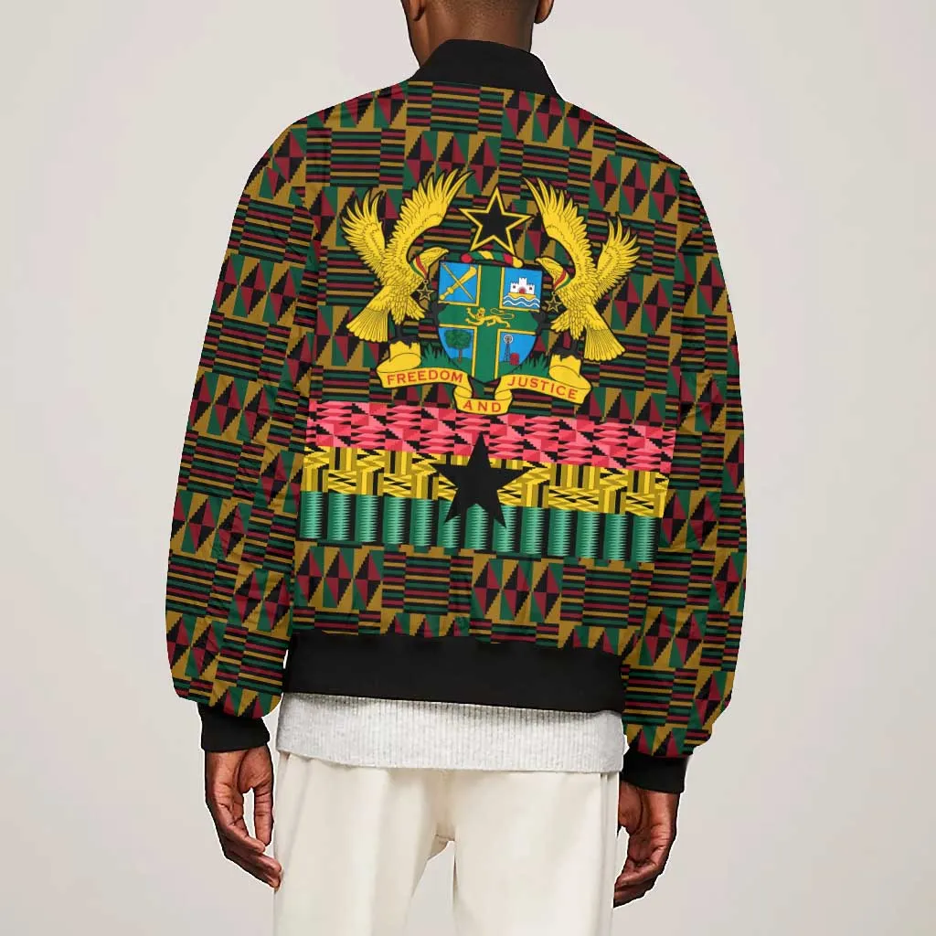 Kwame Nkrumah Ghana Bomber Jacket Kente Pattern African TS04