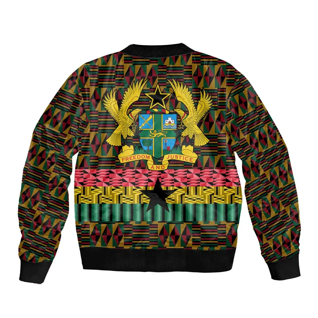 Kwame Nkrumah Ghana Bomber Jacket Kente Pattern African TS04