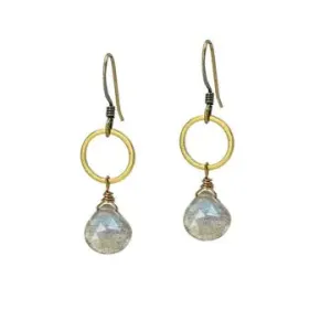 Labradorite Circle Earrings