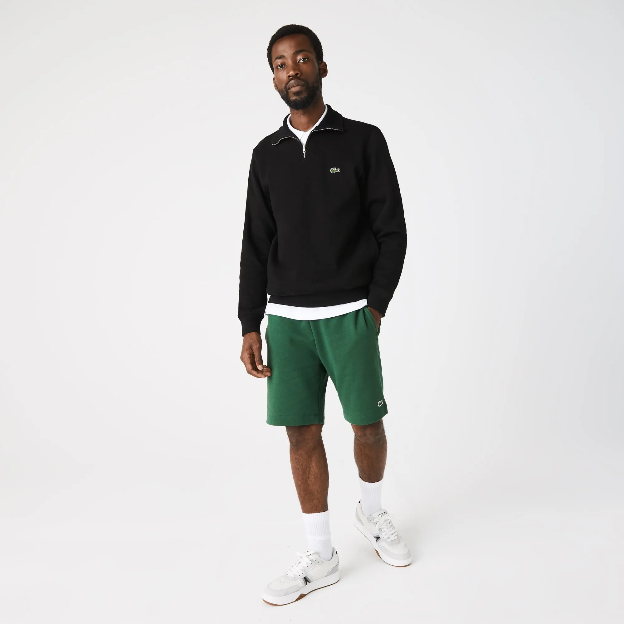 Lacoste SH1927 Stand Up Collar Half Zip Sweatshirt Black