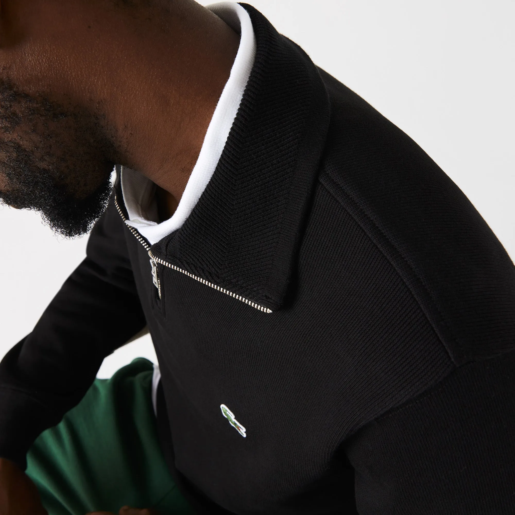 Lacoste SH1927 Stand Up Collar Half Zip Sweatshirt Black