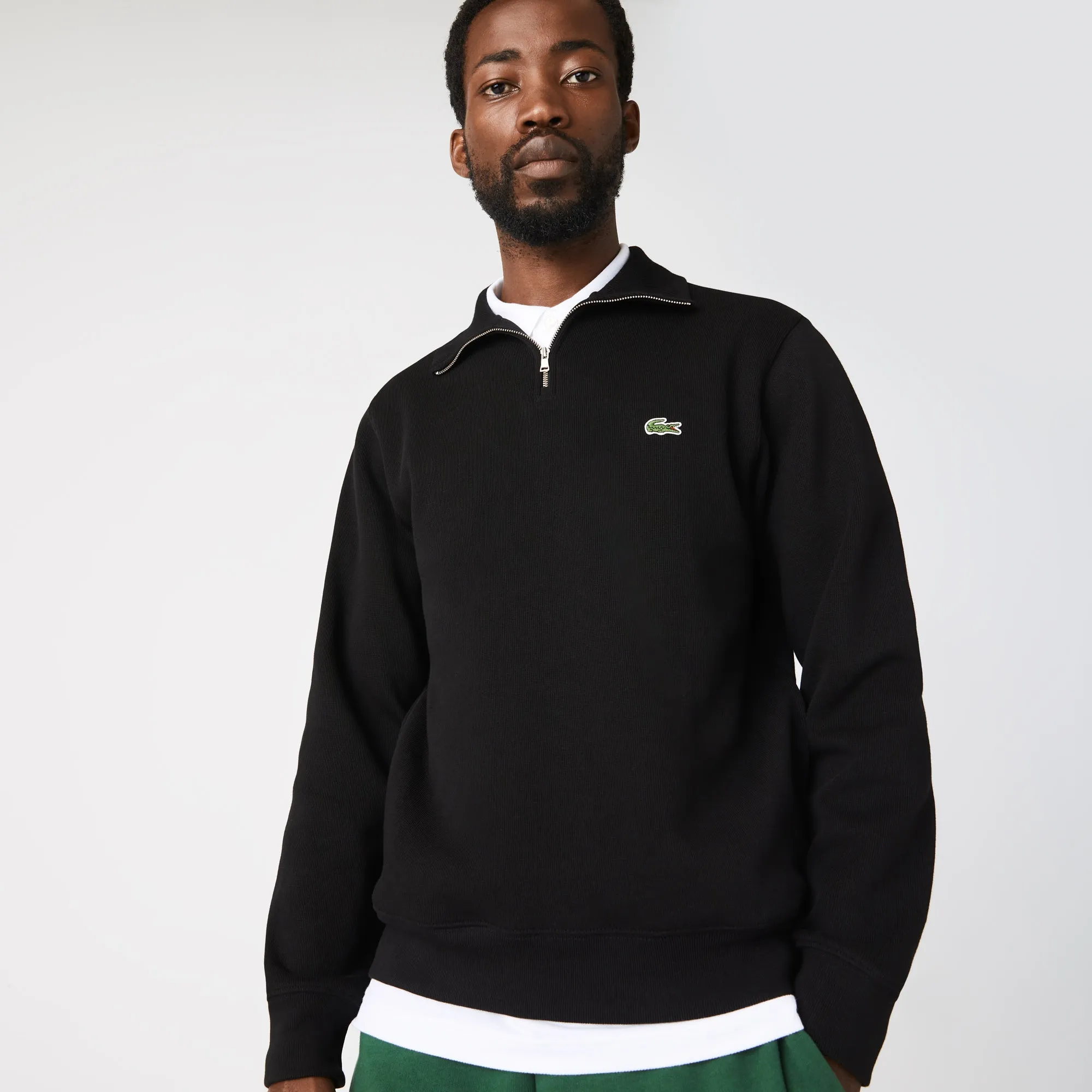 Lacoste SH1927 Stand Up Collar Half Zip Sweatshirt Black