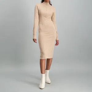 Ladies-Zip Front Knitwear Dress