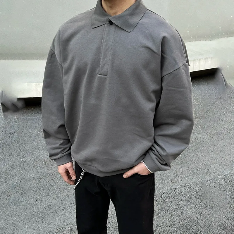Lapel Collar Long Sleeve Sweatshirt