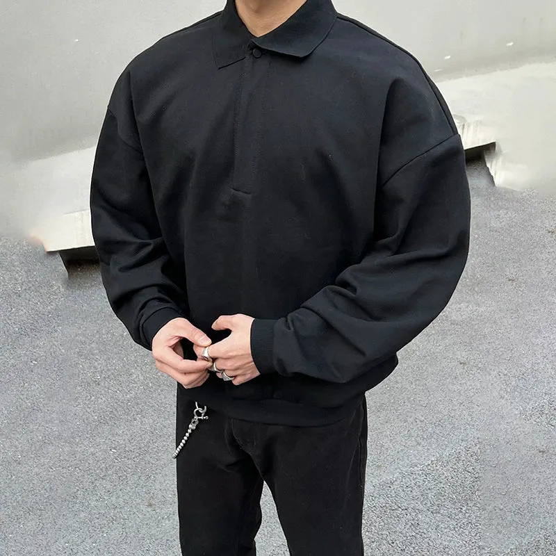 Lapel Collar Long Sleeve Sweatshirt