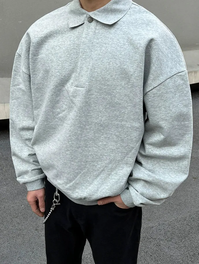 Lapel Collar Long Sleeve Sweatshirt