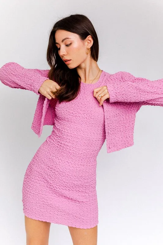 LE LIS Textured Fabric Button Down Cardigan