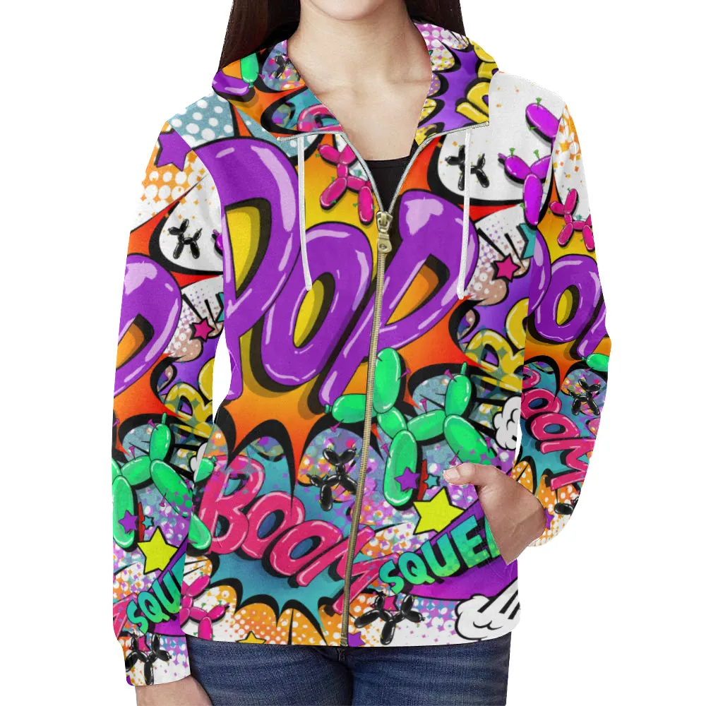 Leaky Squeaky BOOM! on White - Classic Women's Zip Hoodie (XS-2XL)