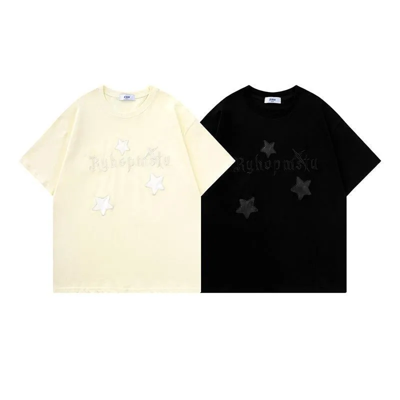 Letters Star Embroidery T-shirt