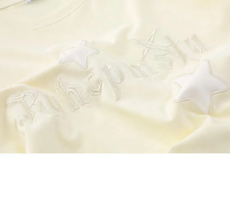Letters Star Embroidery T-shirt