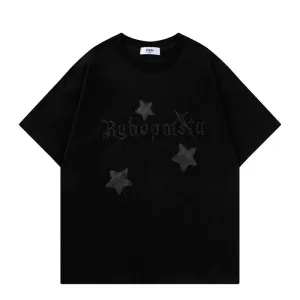 Letters Star Embroidery T-shirt