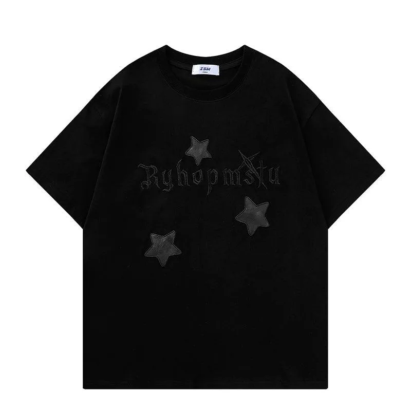Letters Star Embroidery T-shirt