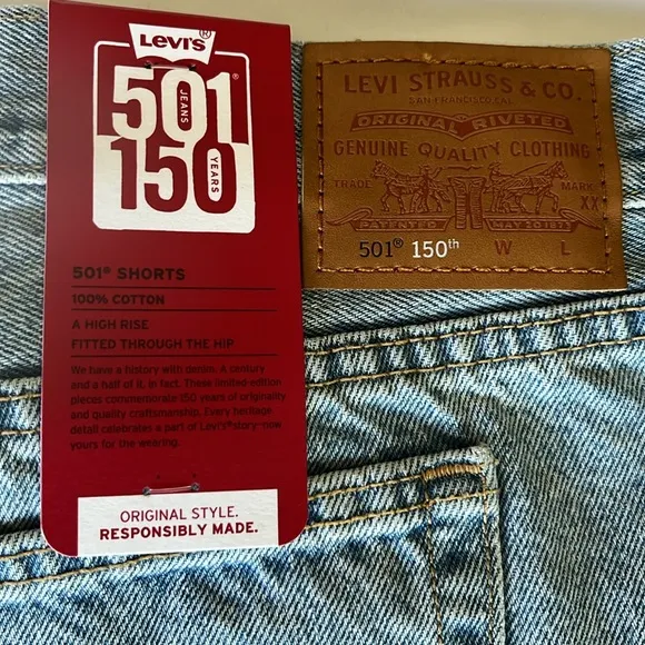 Levi's 501 PLUS 150th Anniversary Jean Shorts Fresh as a Daisy NWT