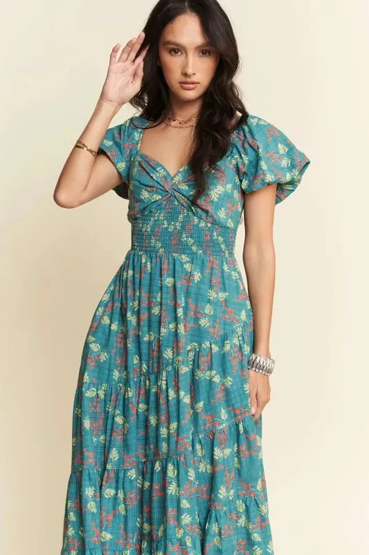 Lightweight Sweetheart Neck Textured Tiered Maxi Dress