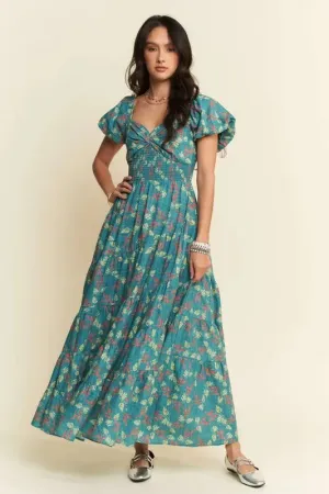 Lightweight Sweetheart Neck Textured Tiered Maxi Dress
