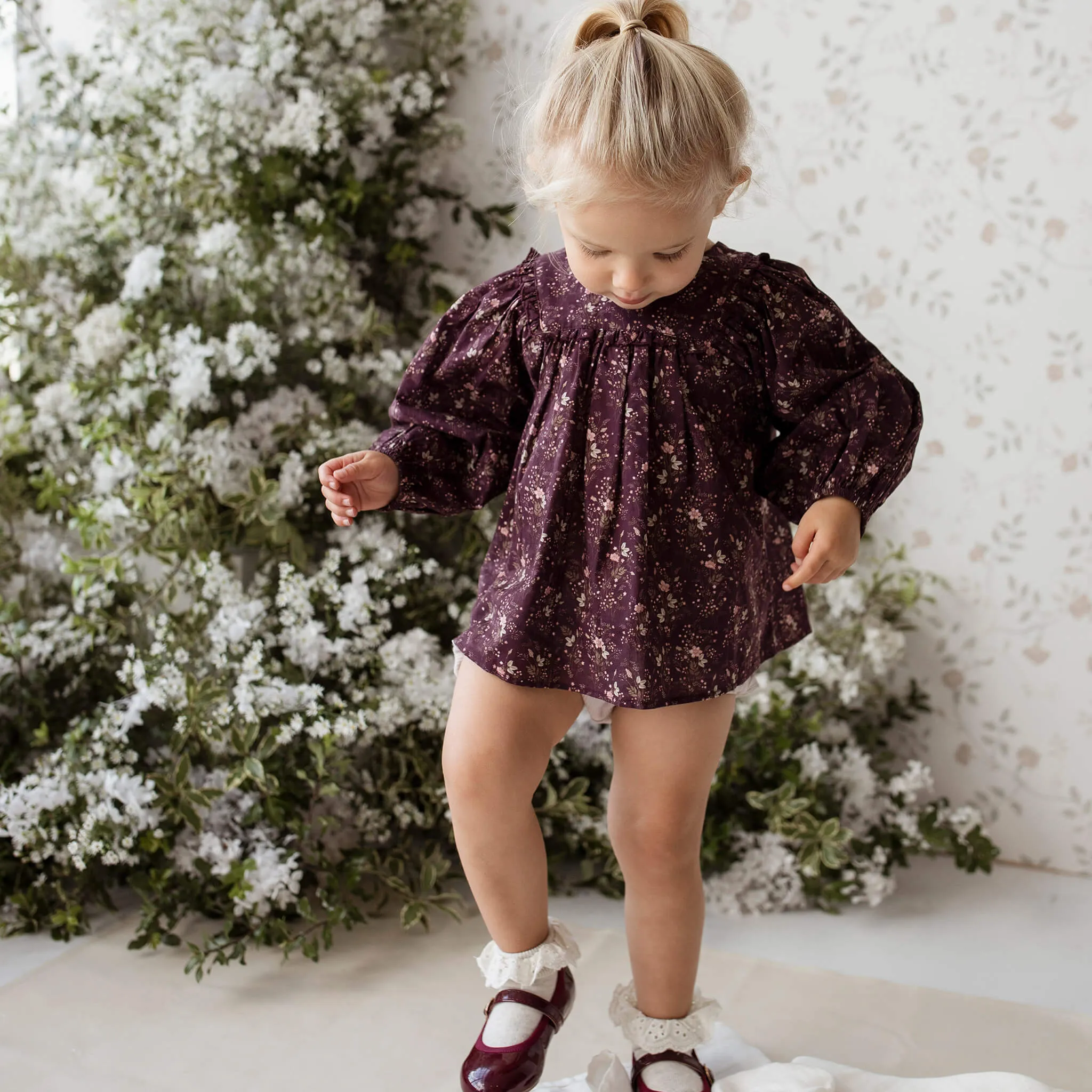 Lila Blouse aus 100% Bio-Baumwolle - Luna Floral Kollektion