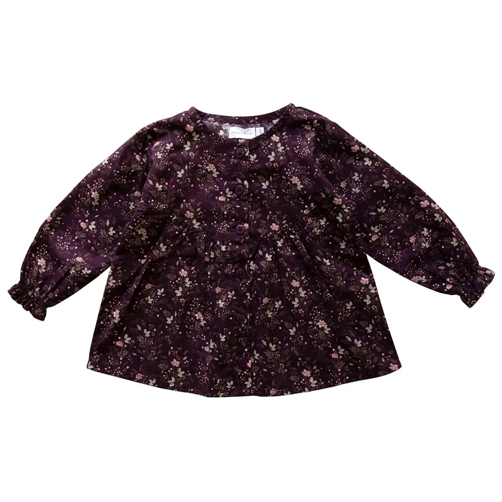 Lila Blouse aus 100% Bio-Baumwolle - Luna Floral Kollektion