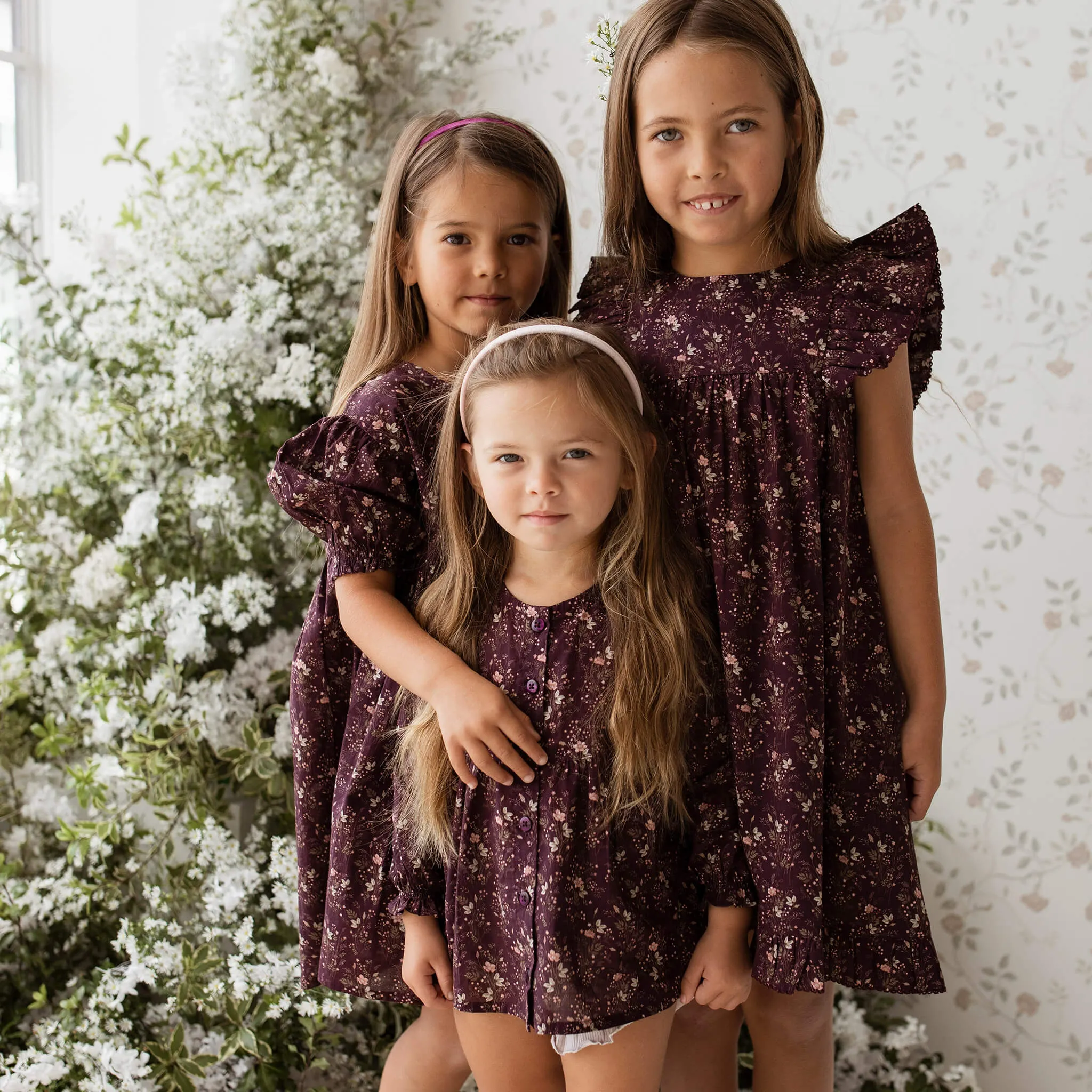 Lila Blouse aus 100% Bio-Baumwolle - Luna Floral Kollektion