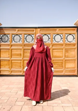 Lily Textured Maxi Dress - Maroon Red
