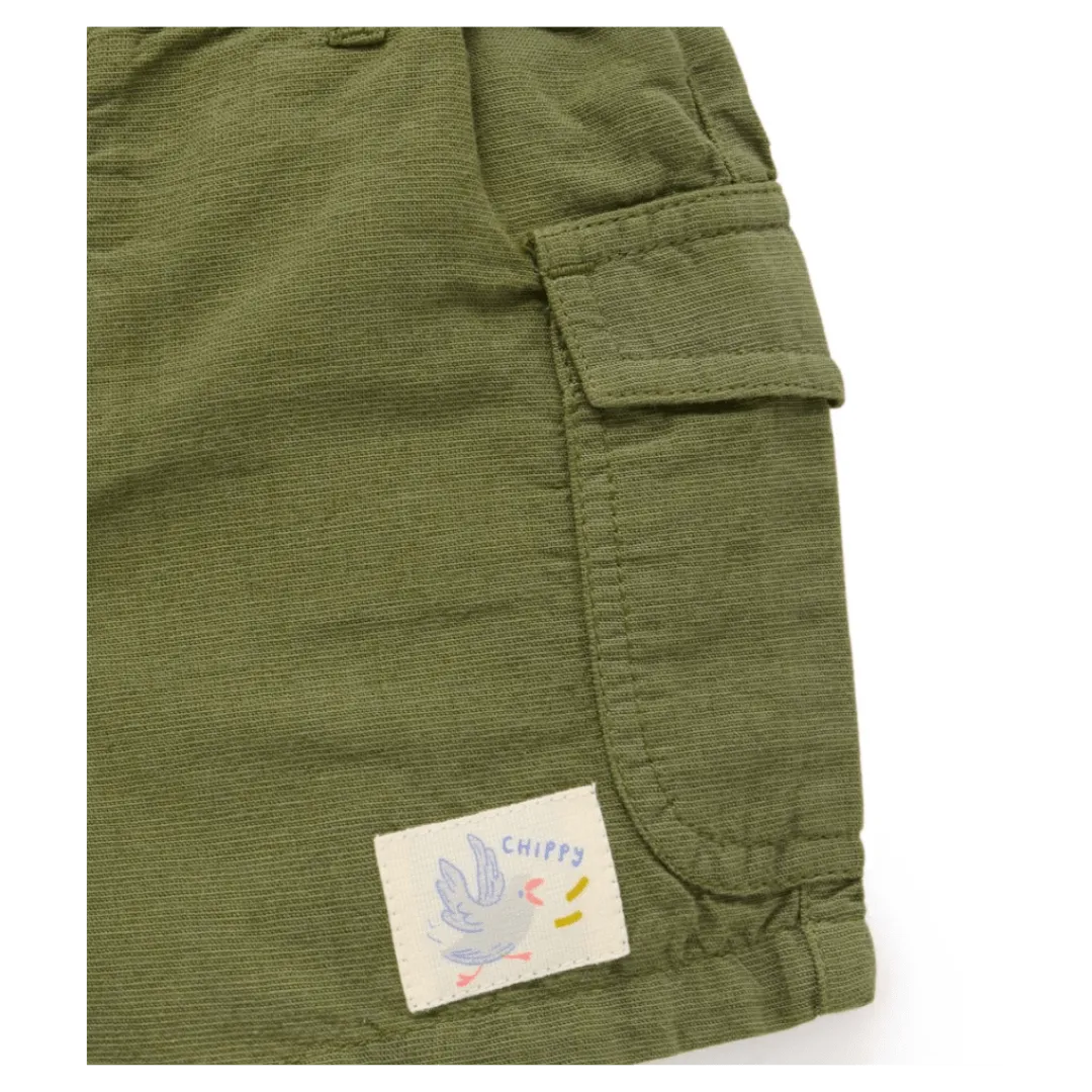 Linen Blend Shorts - Seaweed