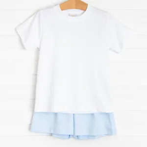 Little Bits of Blue Pima Short Set, Blue