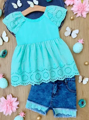 Little Miss Sunshine Top and Denim Shorts Set