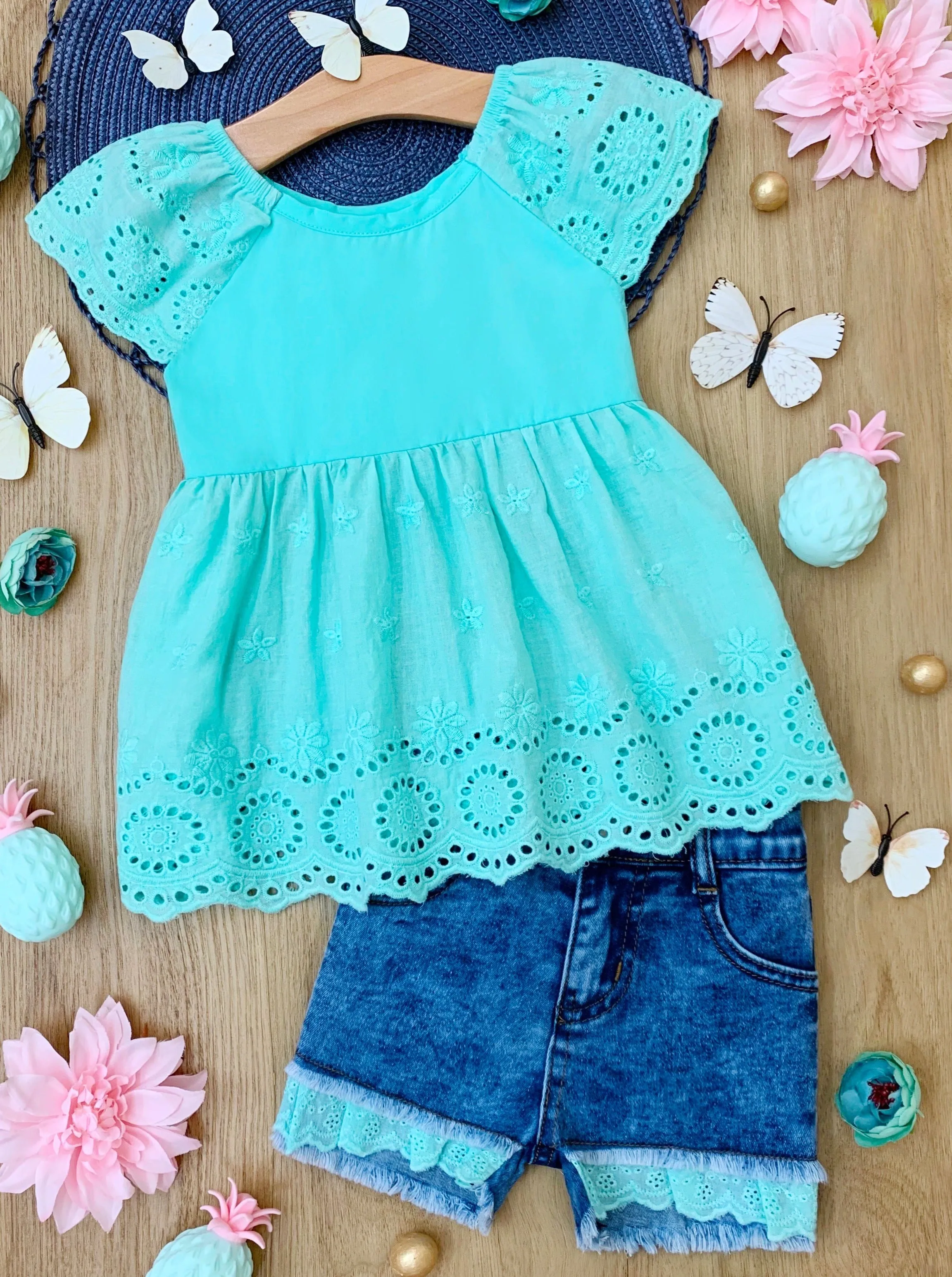 Little Miss Sunshine Top and Denim Shorts Set