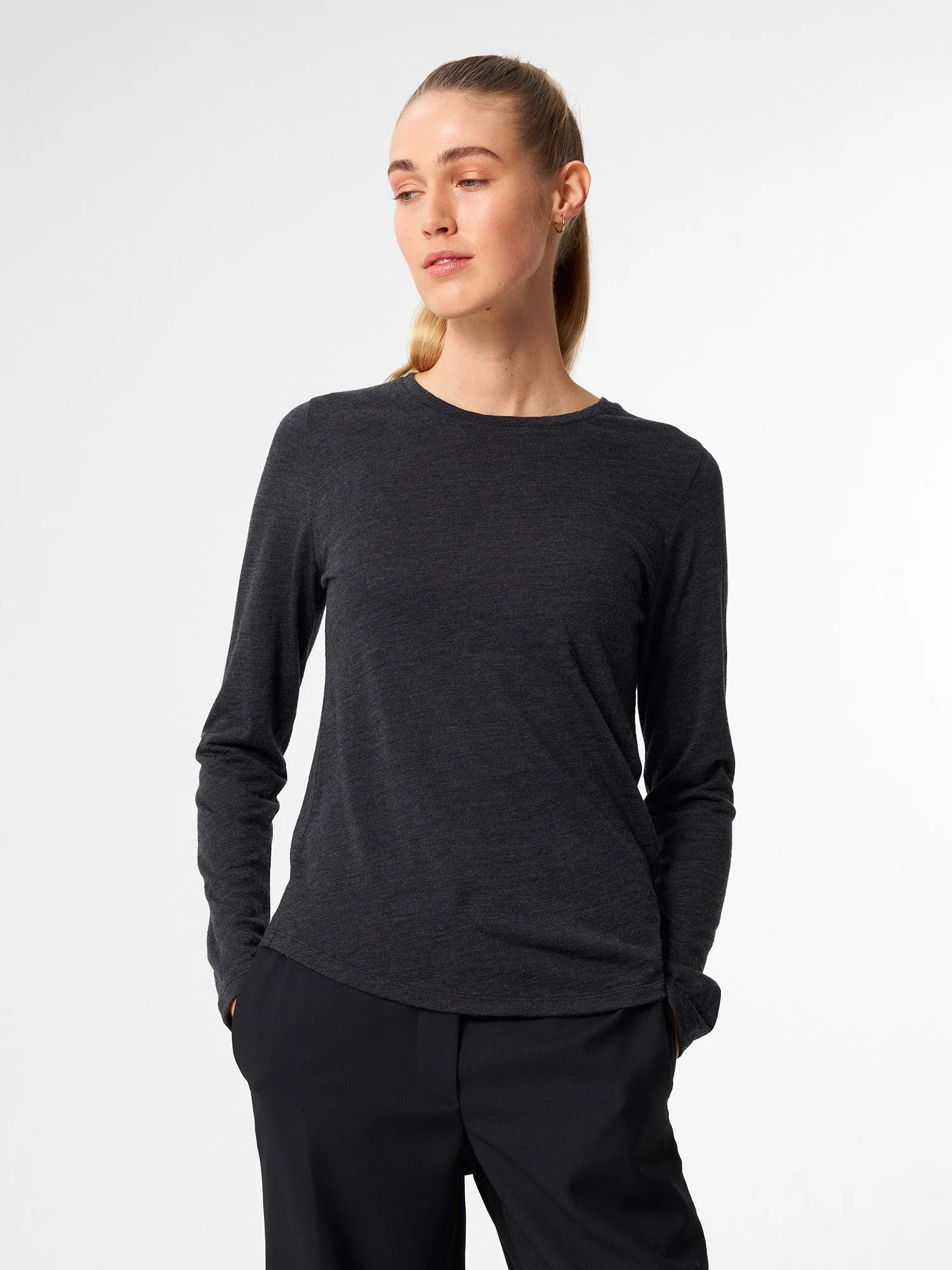 Longsleeve Merino - Dark Grey Melange (Female)