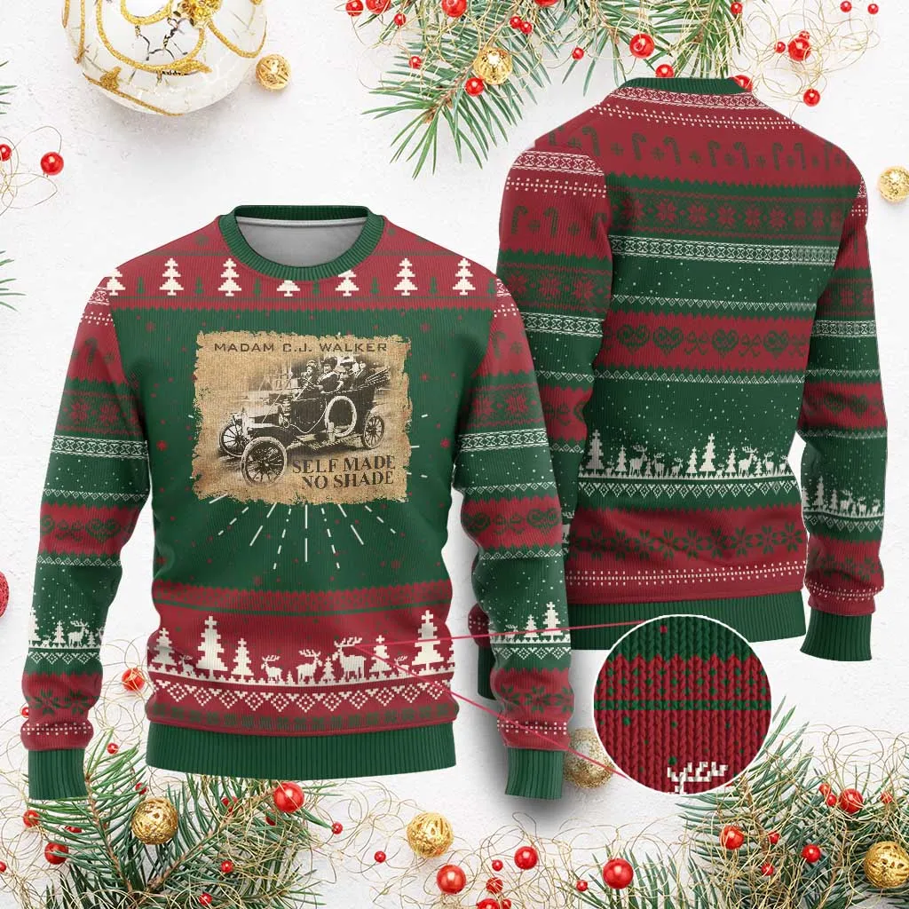 Madam C.J. Walker Ugly Christmas Sweater Self Made No Shade Black History TS09