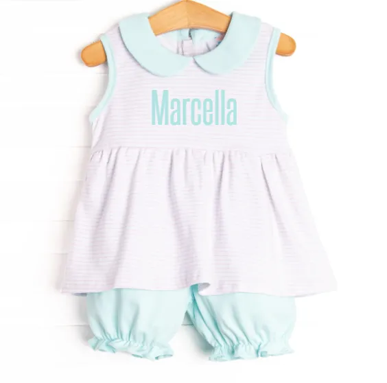 Marcella Pima Bloomer Set, Pink Stripe