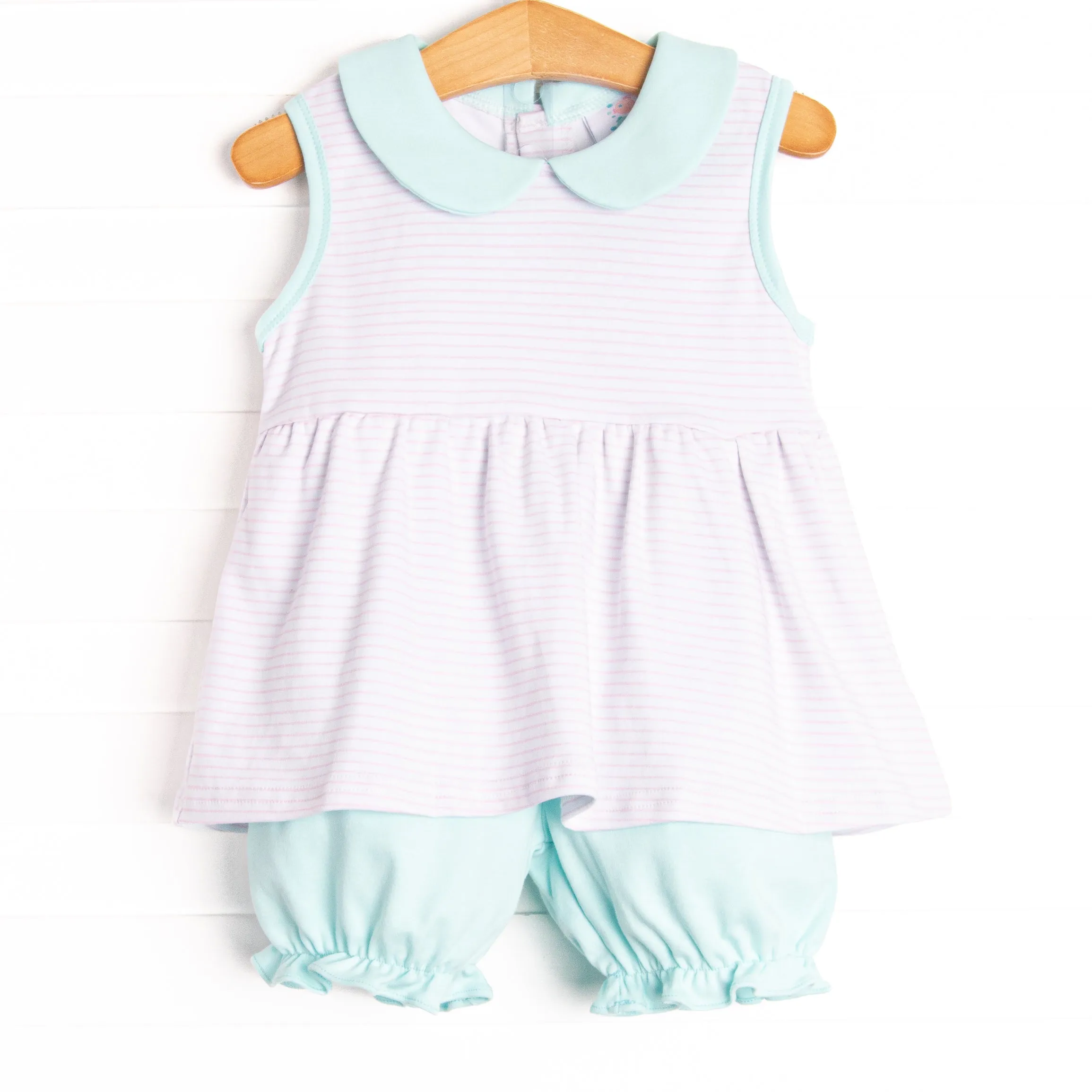 Marcella Pima Bloomer Set, Pink Stripe
