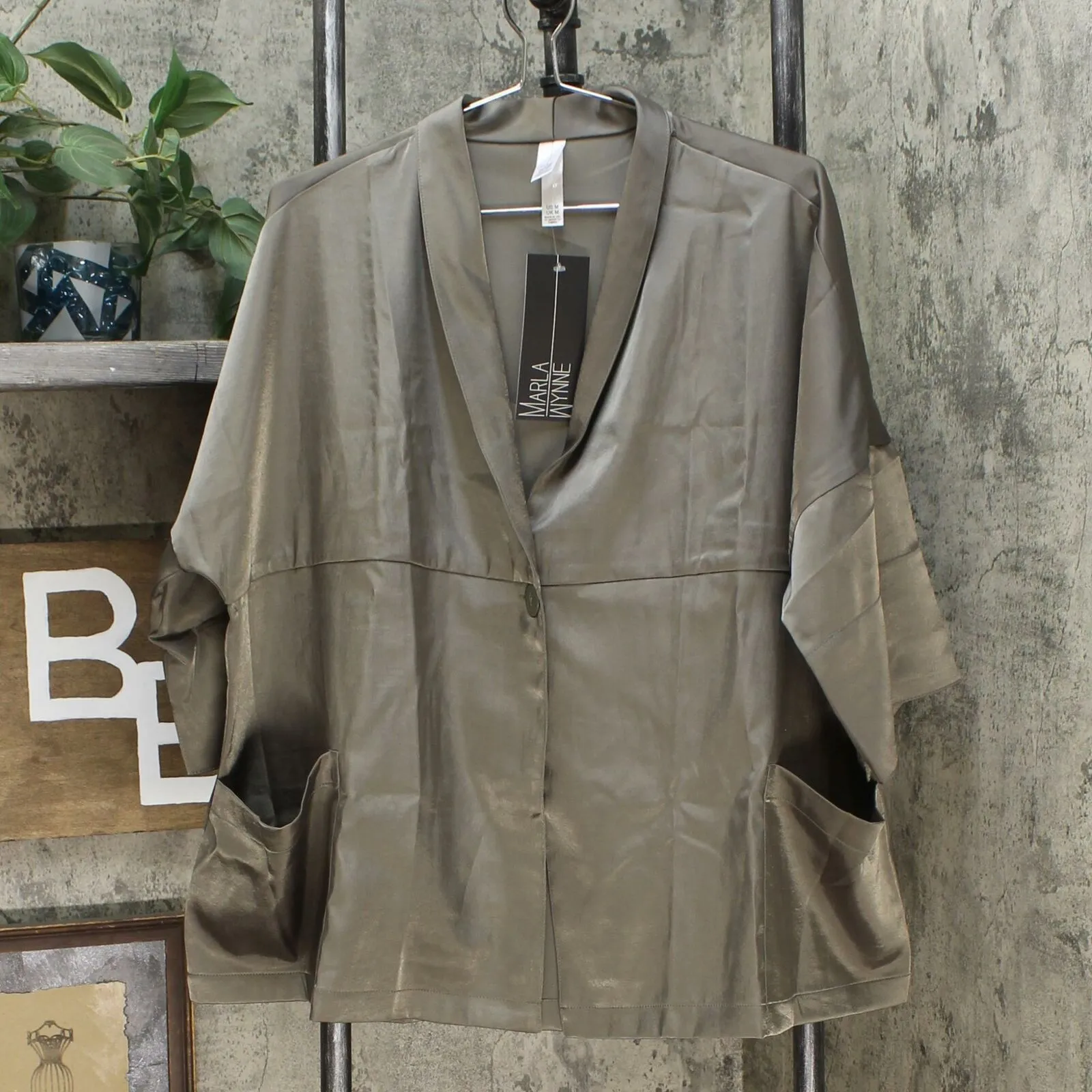 MarlaWynne Women's Hammered Satin Boxy Jacket