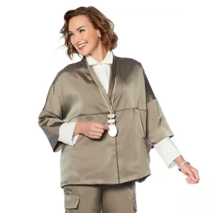 MarlaWynne Women's Hammered Satin Boxy Jacket
