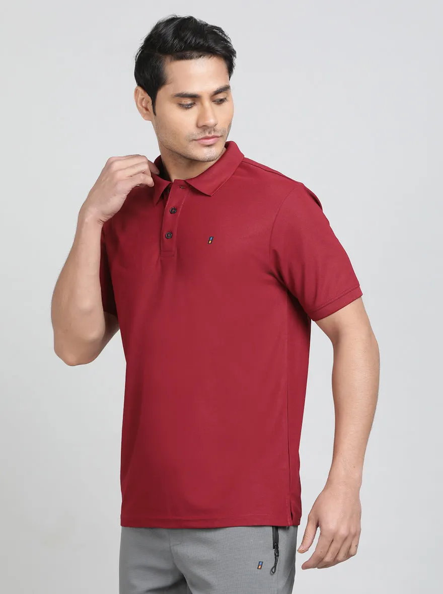 Maroon Solid REGULAR FIT Polo T-Shirt | Greenfibre