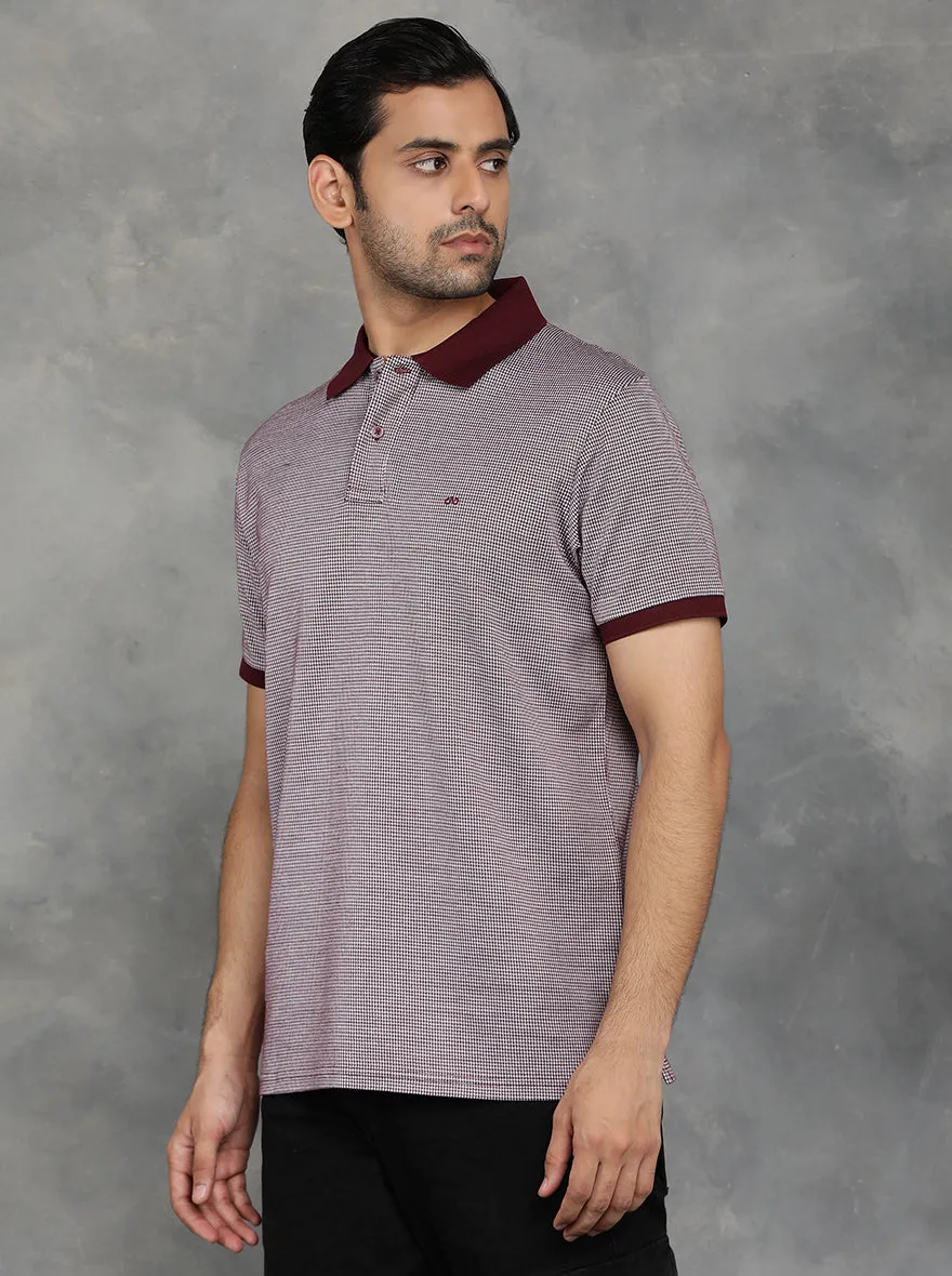 Maroon Solid Regular Fit Polo T-Shirt | JadeBlue