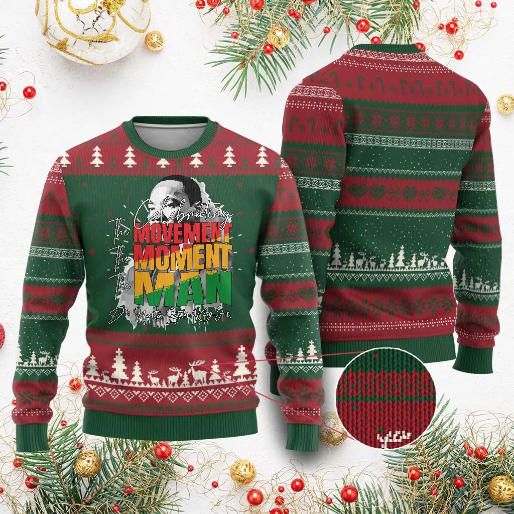 Martin Luther King Jr Ugly Christmas Sweater Celebrating The Movement Moment The Man TS11