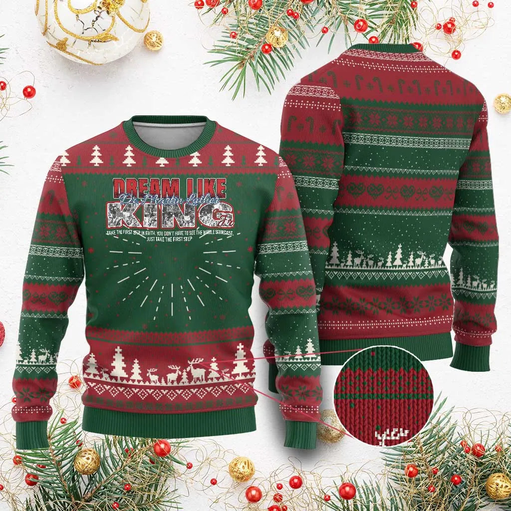 Martin Luther King Jr Ugly Christmas Sweater Just Take The First Step MLK Day TS09