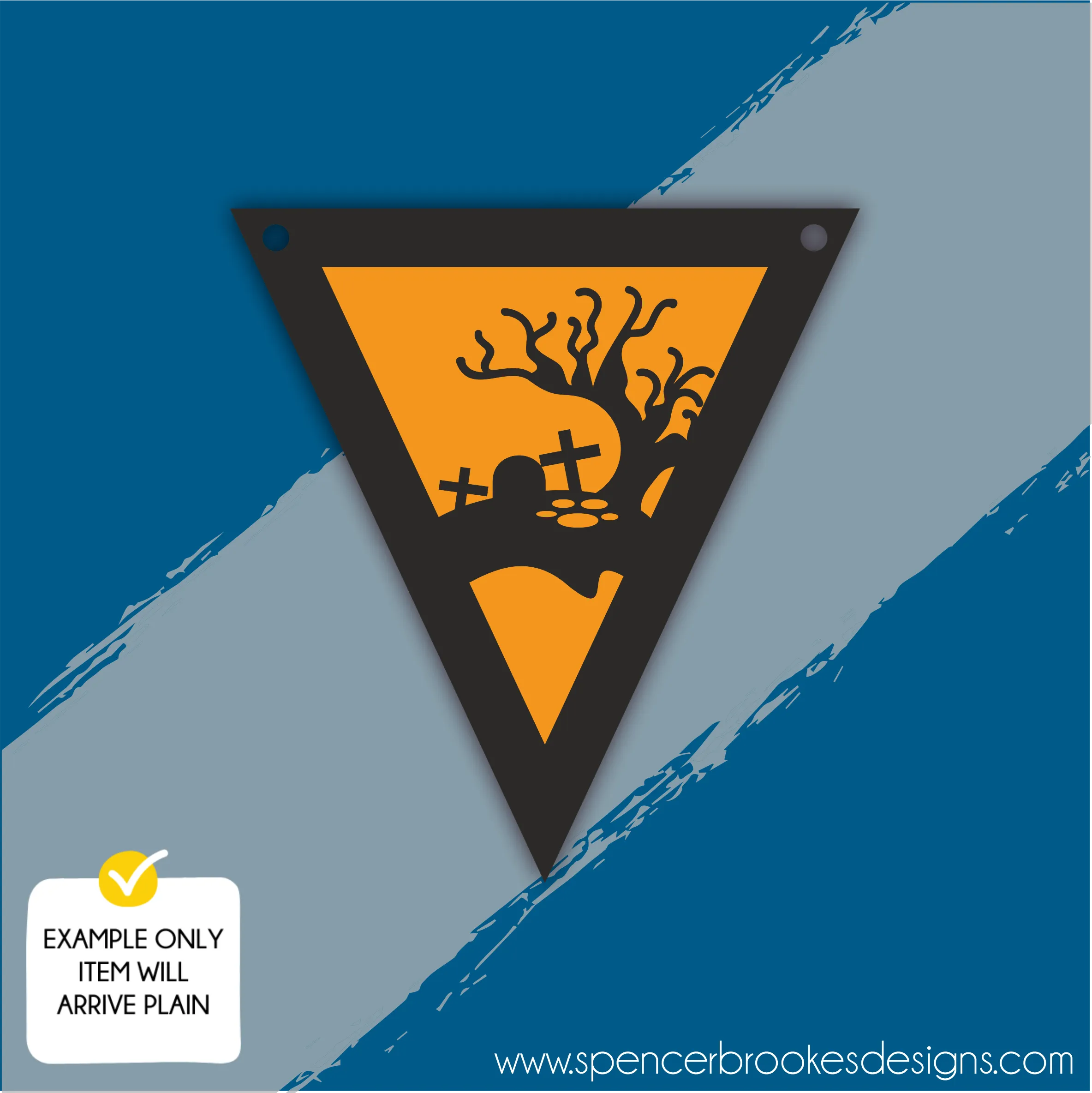 MDF Layered Triangle Halloween Flag Bunting - Graveyard