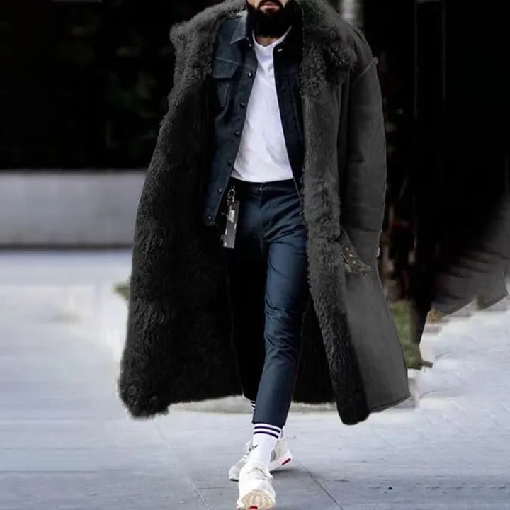 Men's Fur-Lined Winter Coat with Hood by Winterziu