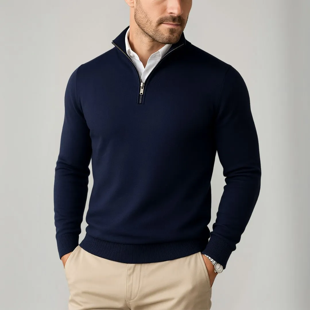 Men’s Knitted Top – Half-Zip – Regular Fit – Smart Casual – Autumn/Winter