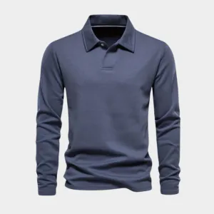 Men’s Long Sleeve Polo Shirt – Classic Collar – Lightweight Knit – Smart Casual Essential