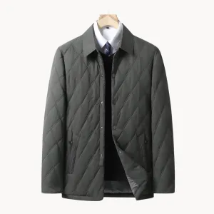 Men’s Quilted Jacket – Button-Up – Diamond Stitching – Lightweight Insulation – Smart Casual Outerwear