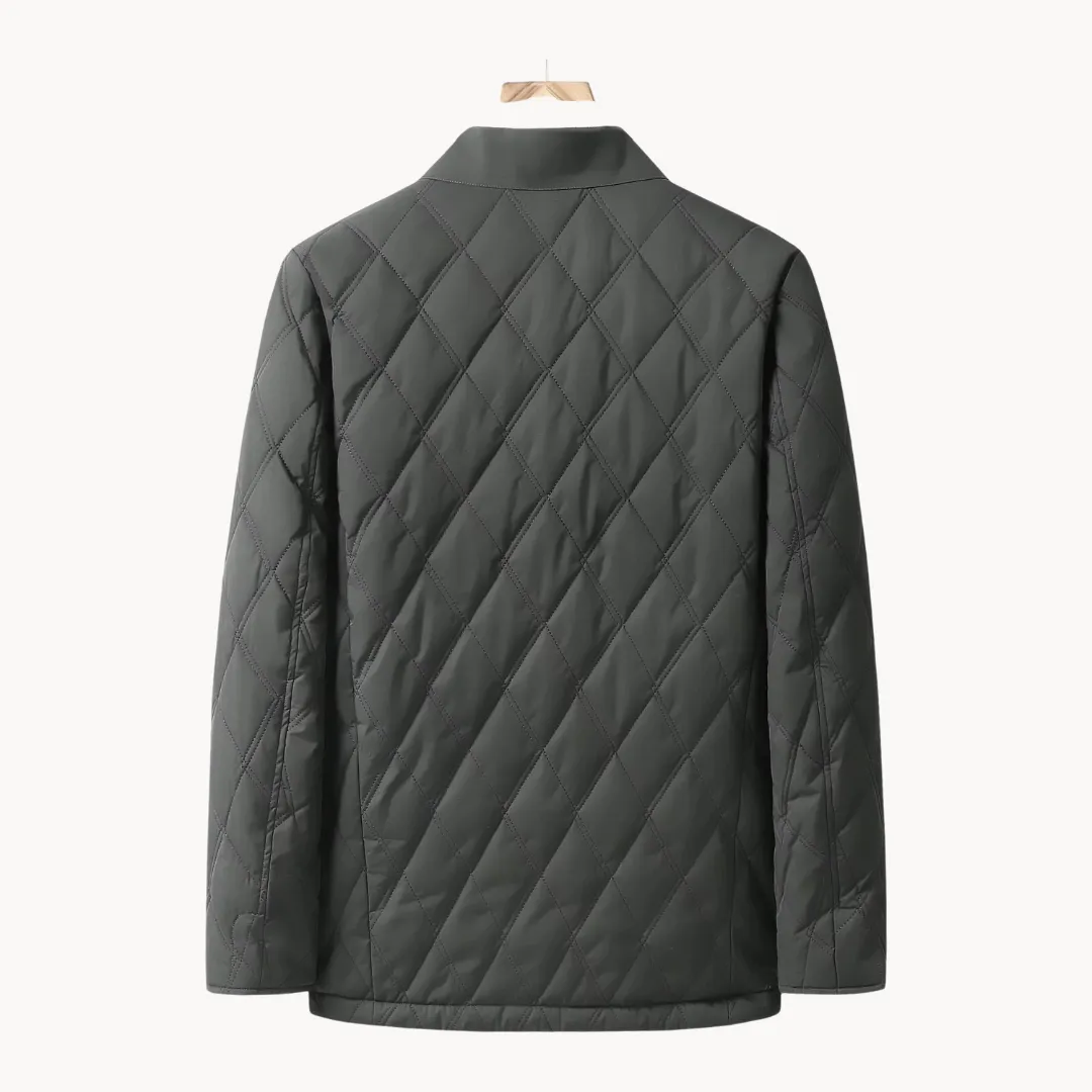 Men’s Quilted Jacket – Button-Up – Diamond Stitching – Lightweight Insulation – Smart Casual Outerwear
