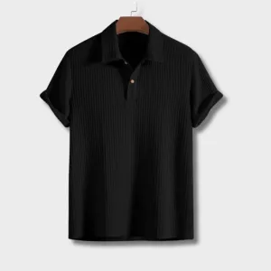Men’s Short Sleeve Knit Shirt – Ribbed Texture – Polo Collar – Lightweight Summer Staple